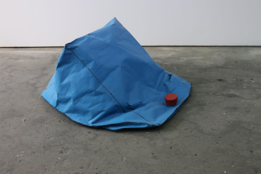 JOHAN DE WIT - RED BUTTON - 2019 - PAPER, RESINS, ACRYLIC - 104 X 50 X 88 CM