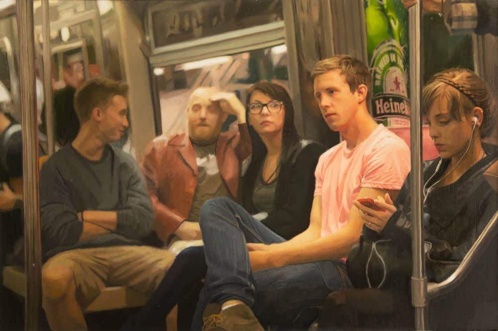 YIGAL OZERI - UNTITLED; A NEW YORK STORY - 2019 - OIL ON PAPER MOUNTED ON WOOD - 30 X 45 CM