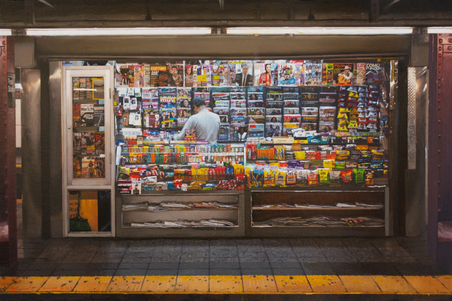YIGAL OZERI - UNTITLED; A NEW YORK STORY - 2018 - OIL ON PAPER MOUNTED ON WOOD - 30 X 46 CM