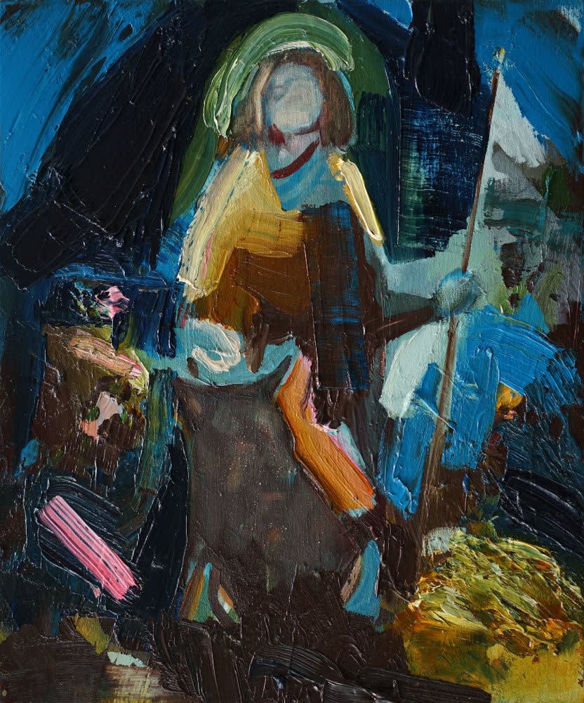 ANNA BITTERSOHL - LOST IN BLUE - 2018 - OIL ON WOOD - 30 X 25 CM