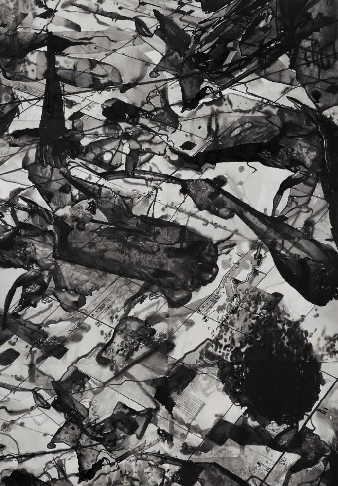 RADENKO MILAK - IMPERCEPTION, DARK MATTER SERIES - 2018 - WATERCOLOR ON PAPER LAMINATED ON DIBOND - 200 X 140 CM