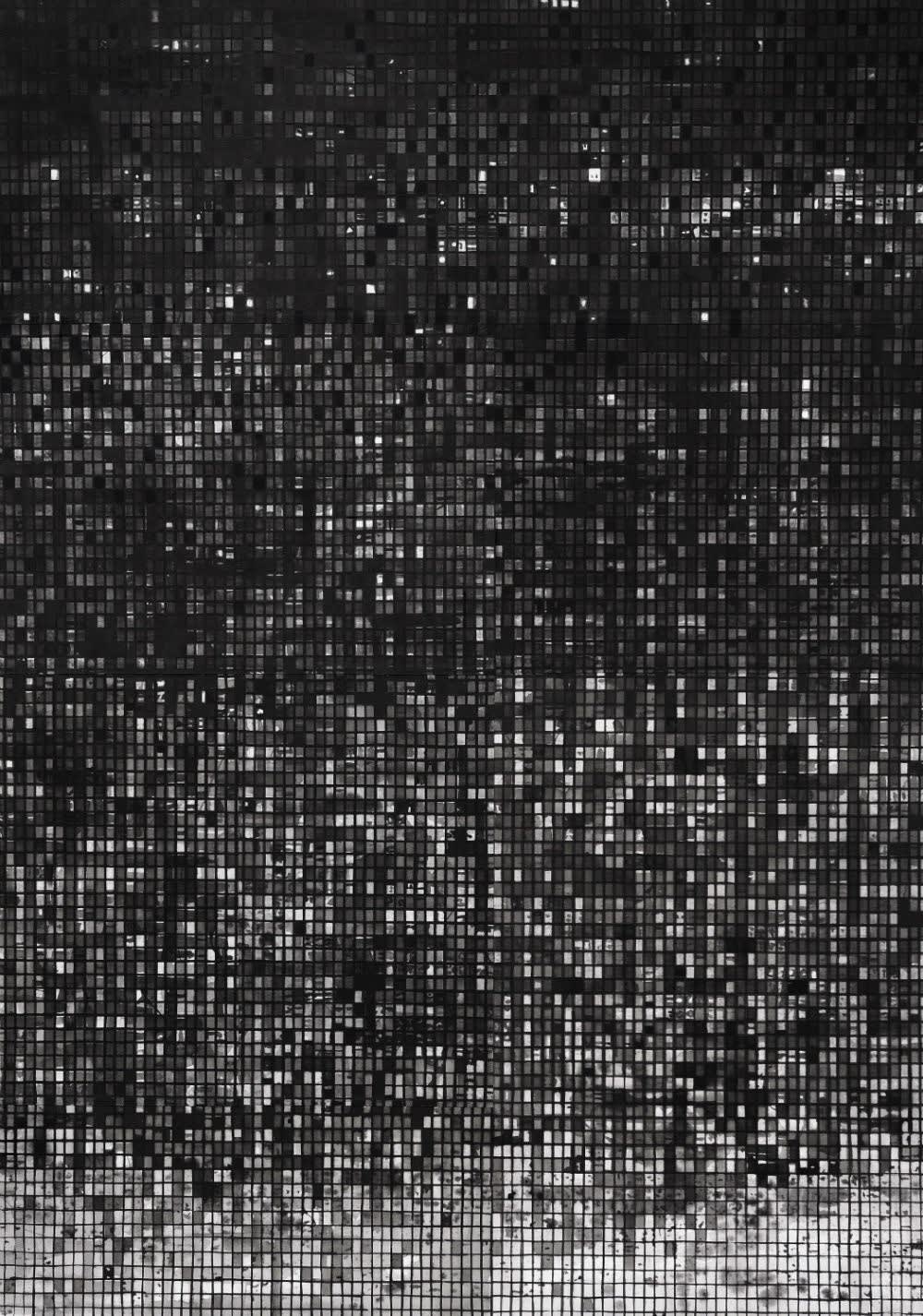 RADENKO MILAK - DIFFRACTION OF UNIVERSE, DARK MATTER SERIES - 2018 - WATERCOLOR ON PAPER LAMINATED ON DIBOND - 200 X 140 CM