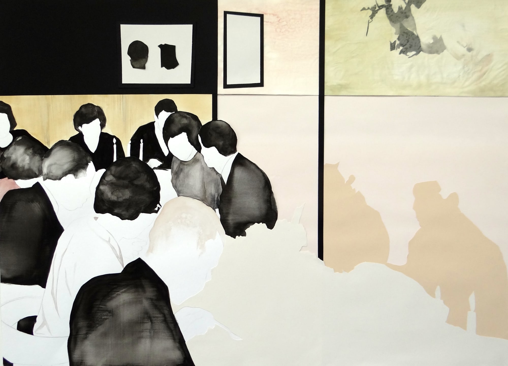 NATALIA OSSEF - BOUND - 2017 - WATERCOLOR AND COLLAGE ON PAPER - 67 X 91 CM