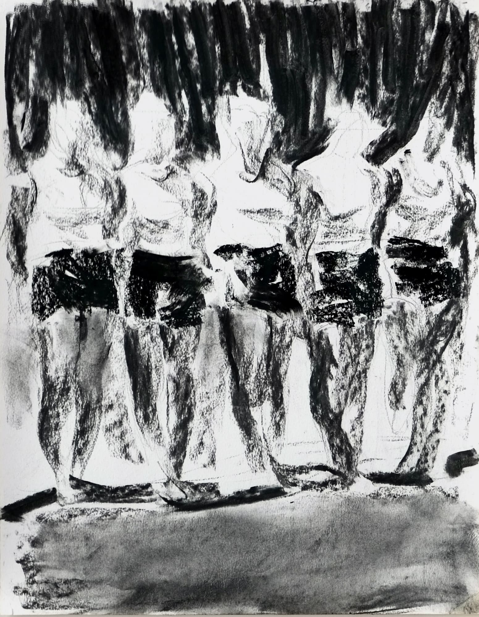 SEBASTIAN HOSU - "ACTION! ATTENTION!" SERIES - 2017 - CHARCOAL ON PAPER - 54 X 44 CM