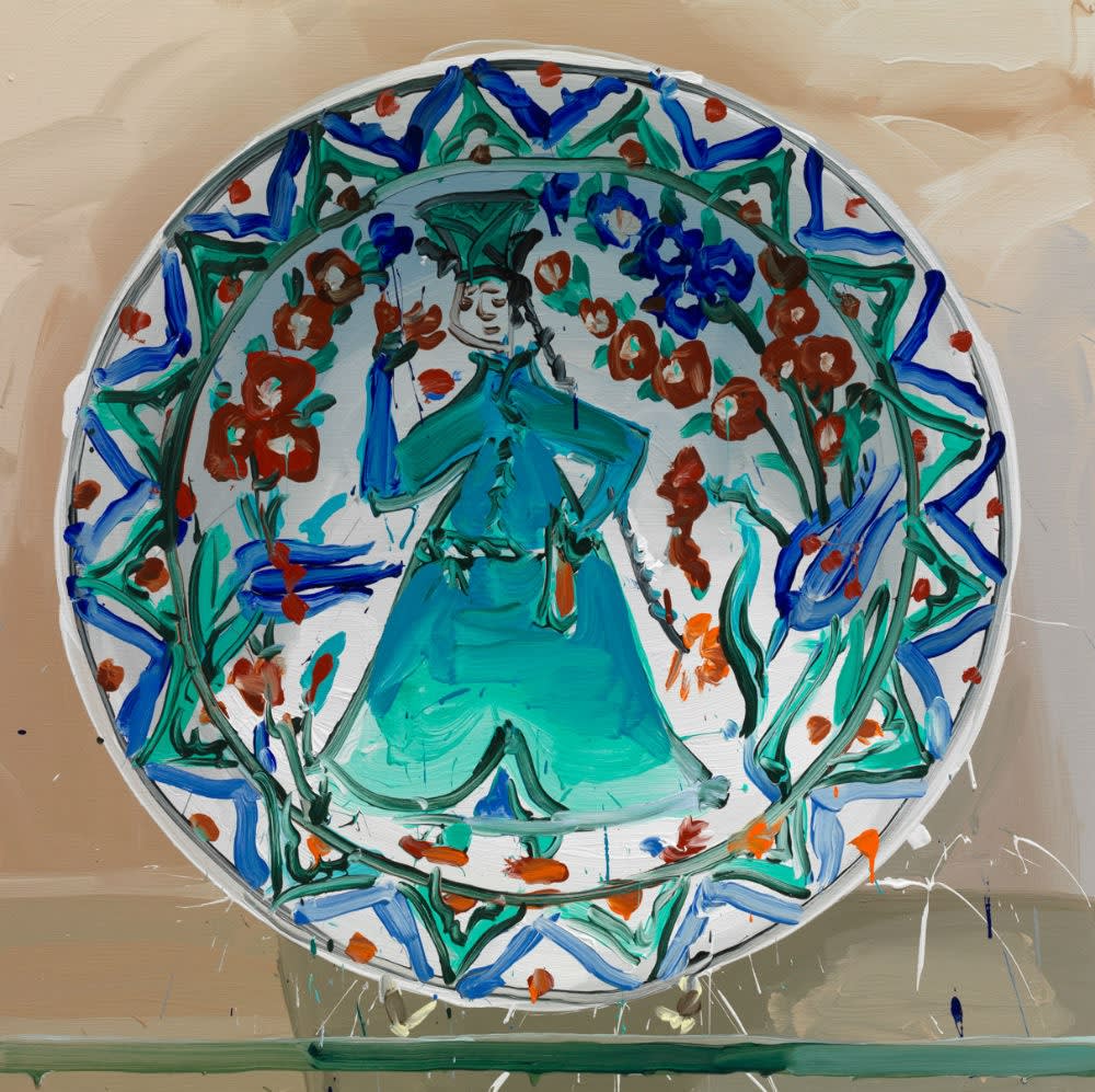 JAN DE VLIEGHER - IZNIK, GIRL WITH FLOWERS - 2012 - OIL ON LINEN - 110 X 110 CM