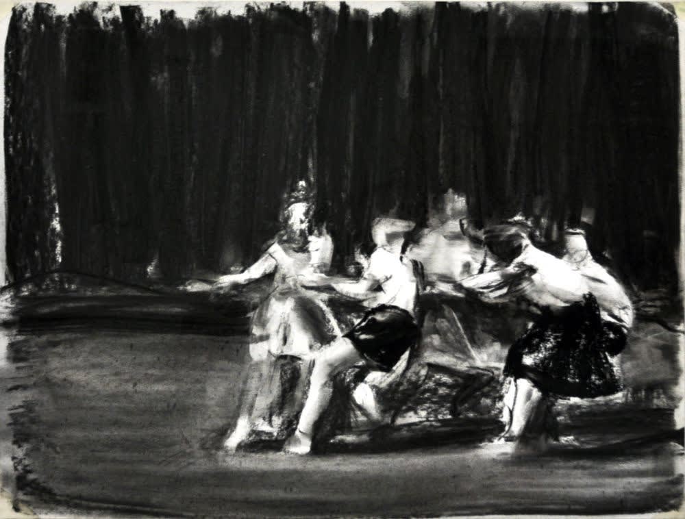 SEBASTIAN HOSU - PLAYGROUND SERIES - 2016 - CHARCOAL ON PAPER - 61 X 77 CM