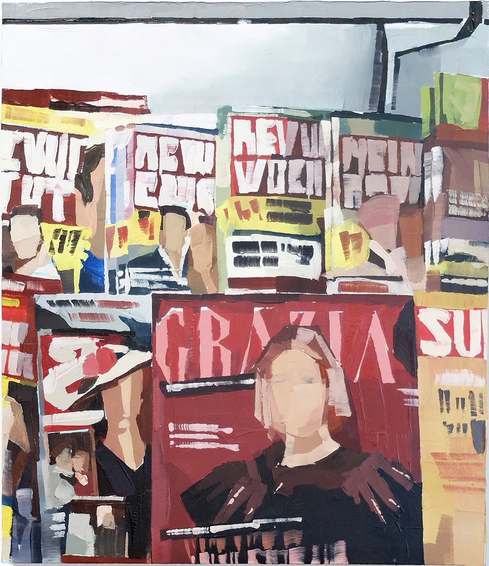 LUCA GRIMALDI - PAINTING OF A TABLOID RACK, NR. 3 - 2017 - OIL ON CANVAS - 60 X 70 CM