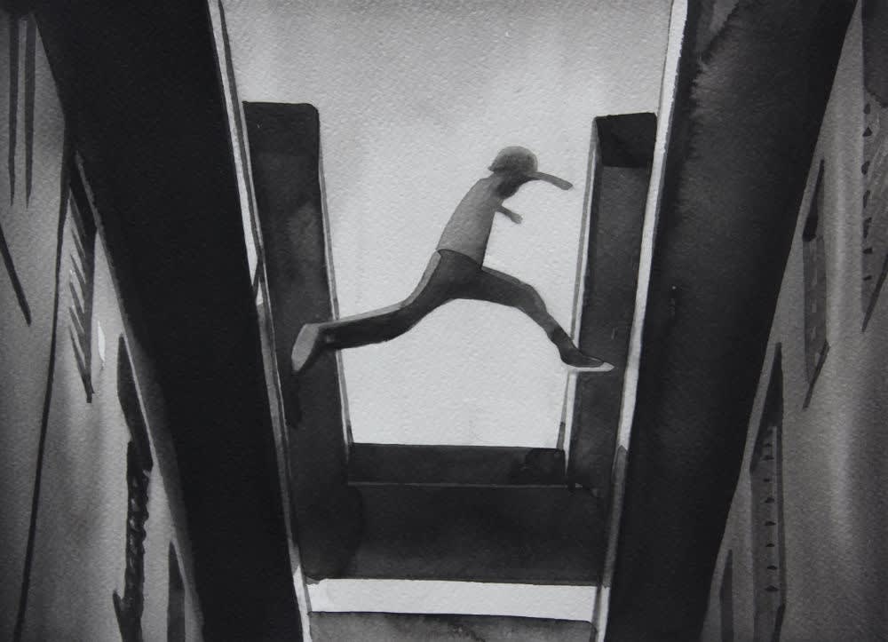 RADENKO MILAK - KILLER OF SHEEP (1978) - 2016 - WATERCOLOR ON PAPER - 26 X 36 CM