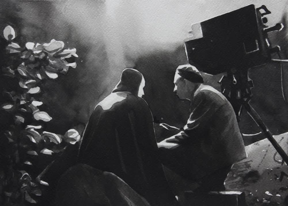 RADENKO MILAK - THE SEVENTH SEAL (1975) - 2016 - WATERCOLOR ON PAPER - 26 X 36 CM