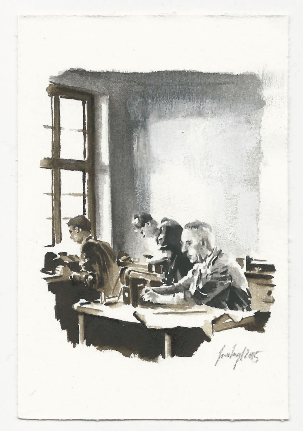 ENRICO FREITAG - REPARATUR - 2015 - WATERCOLOR ON PAPER - 15,5 X 10,5 CM