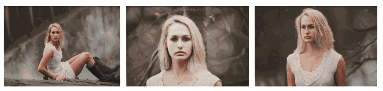 YIGAL OZERI - UNTITLED: CATHERINE (TRIPTYCH) - 2013 - OIL ON PAPER ON WOOD - 30,5 X 139,7 CM