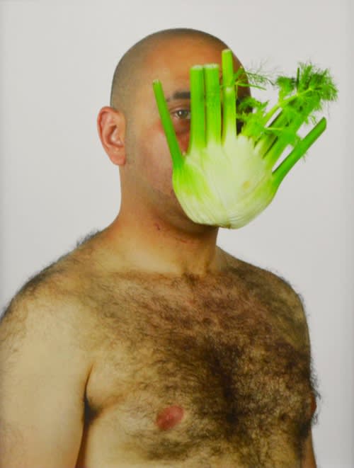 Raed Yassin, Self Portrait with Foreign Fruits & Vegetables, 2011