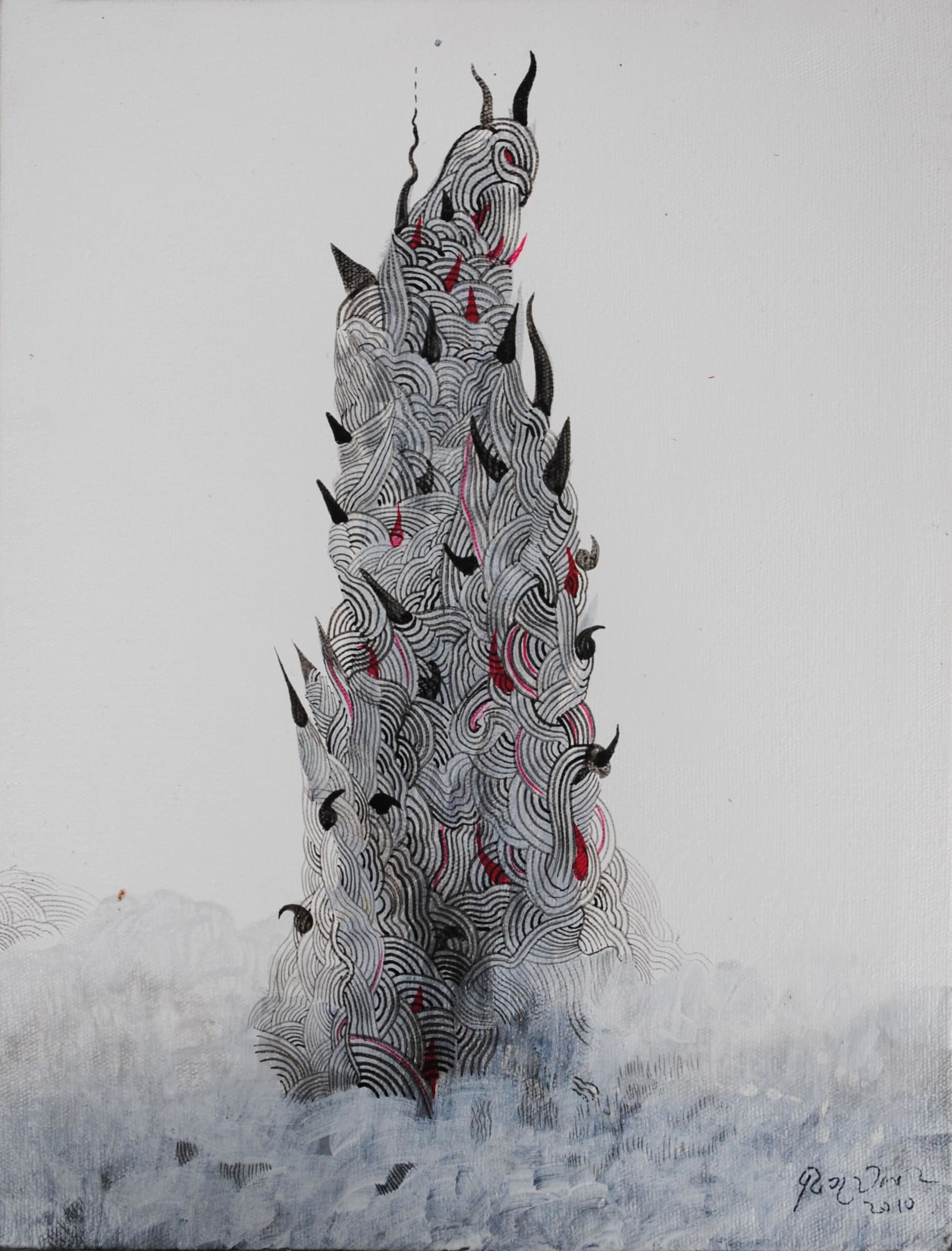 Pala Pothupitiya Katugaha + Mythical Landscapes IX Mixed media on canvas 29 x 22 cm 11 3/8 x 8 5/8 in