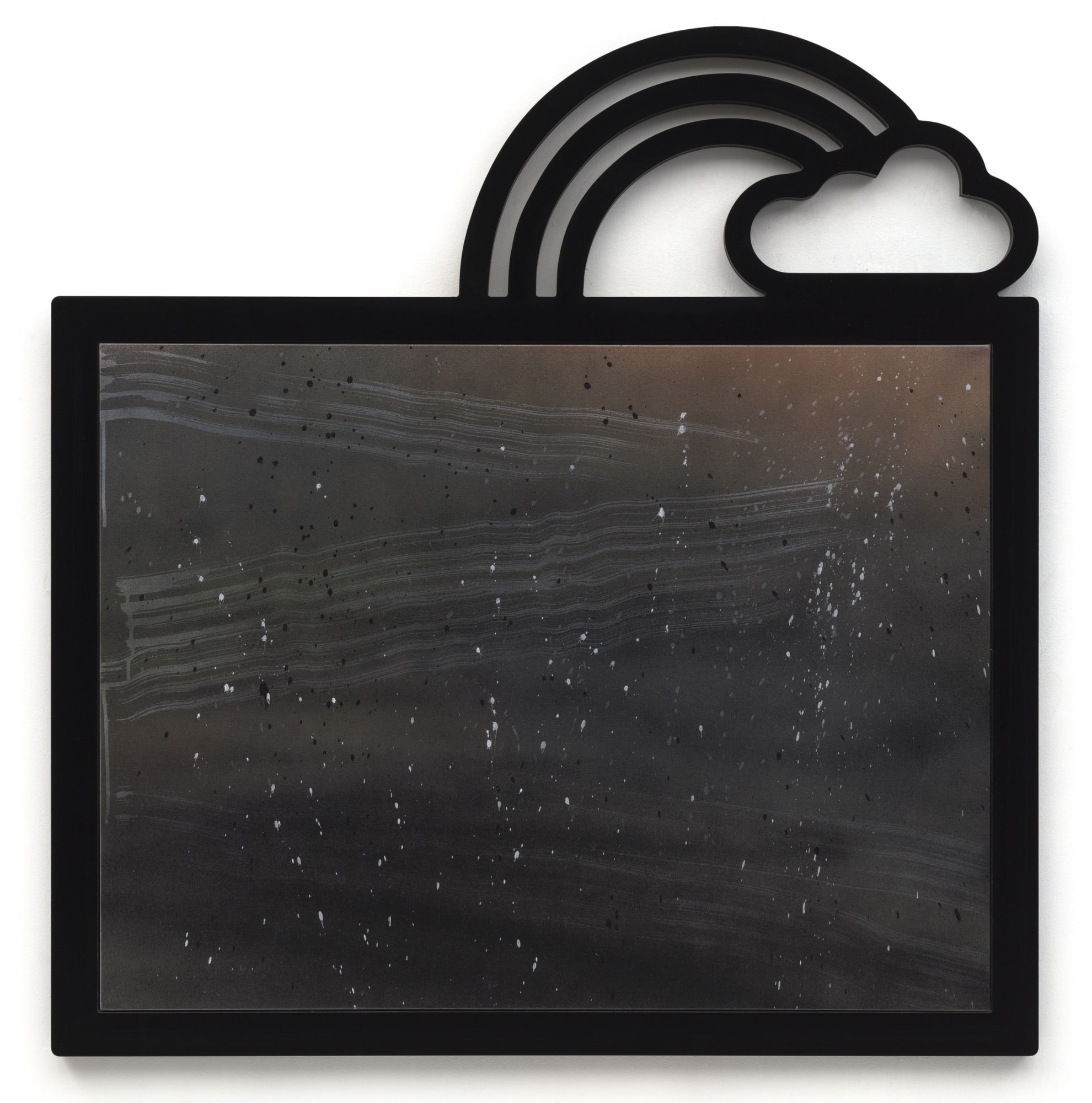 Wendy White, Uncontained (Orange with Cloud and Rainbow), 2020