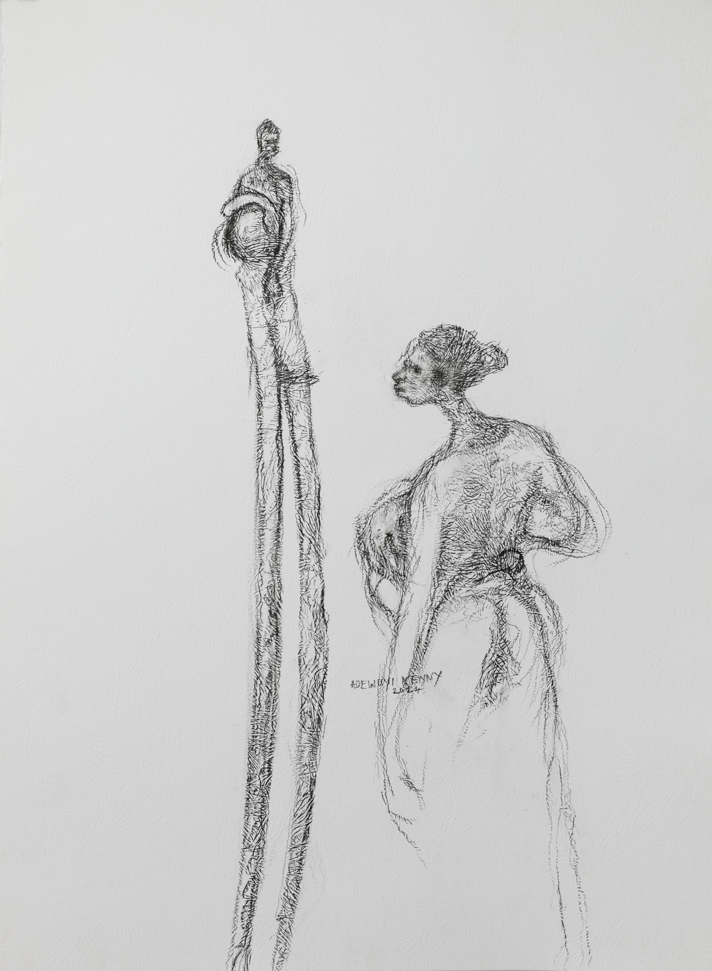 It Has Happened, 2024, Black Conte Charchoal, 65 x 49 cm