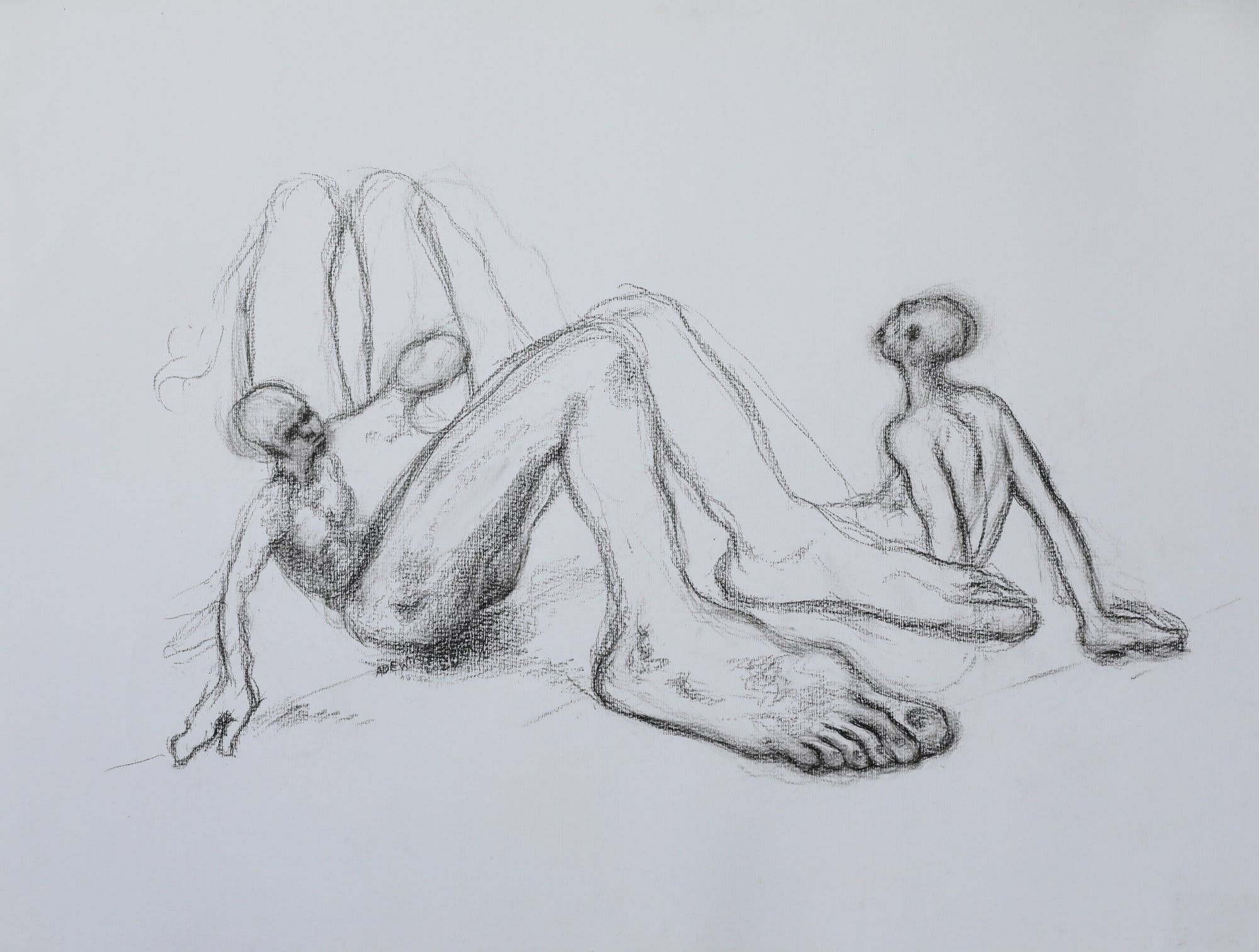 In Desolution, 2024 Black Conte Charchoal 65 x 50 cm