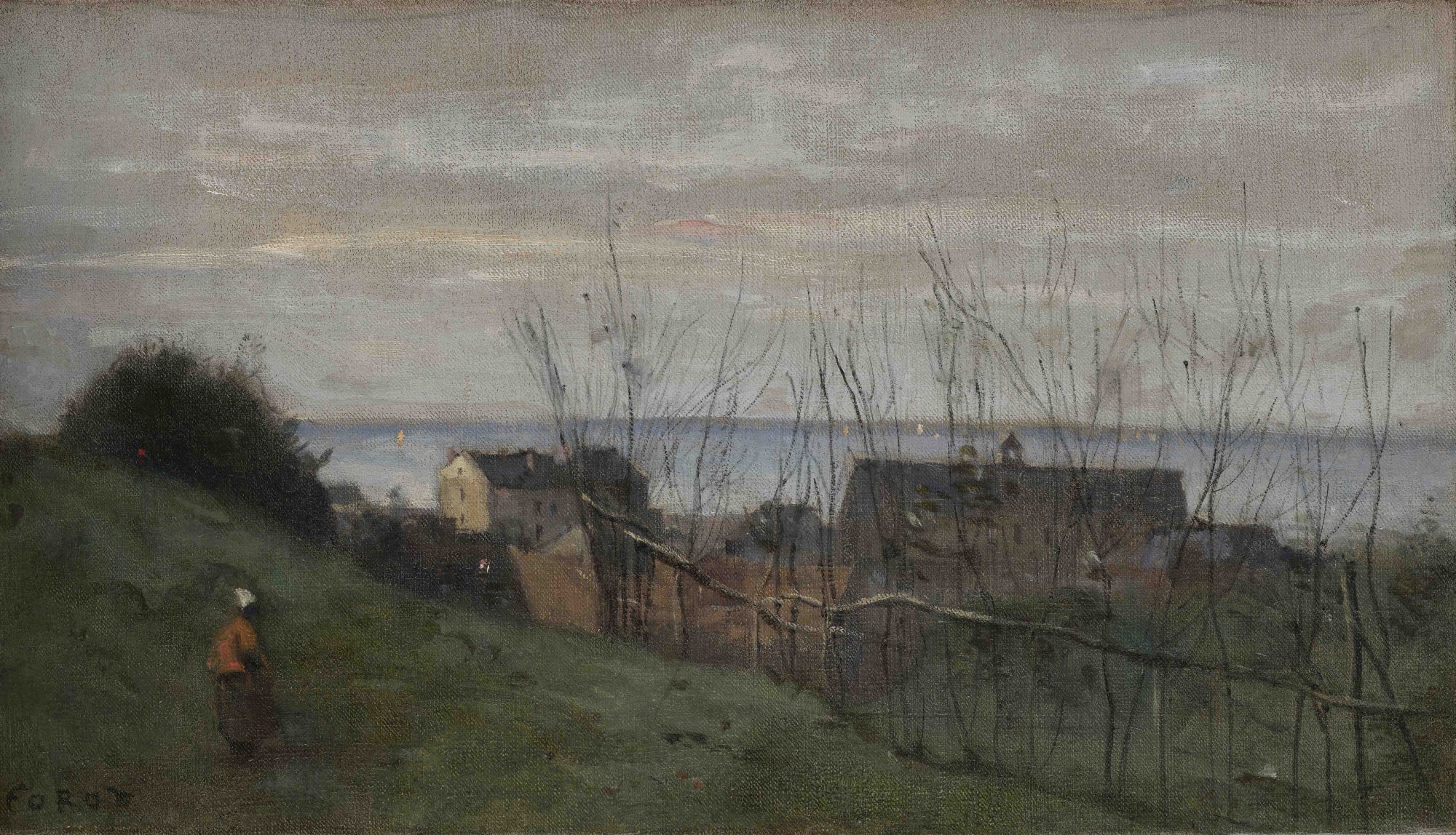 Jean Baptiste Camille Corot, Le Tréport, maison dominant la mer, ca.1855-1860