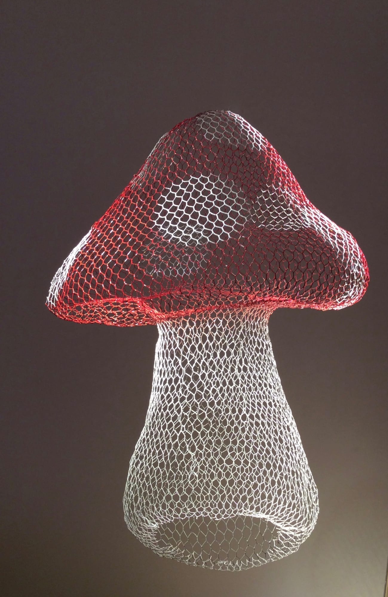 Toadstool / Mushroom, 2017 Hand-formed sculpture in wire, painted finish in red and white