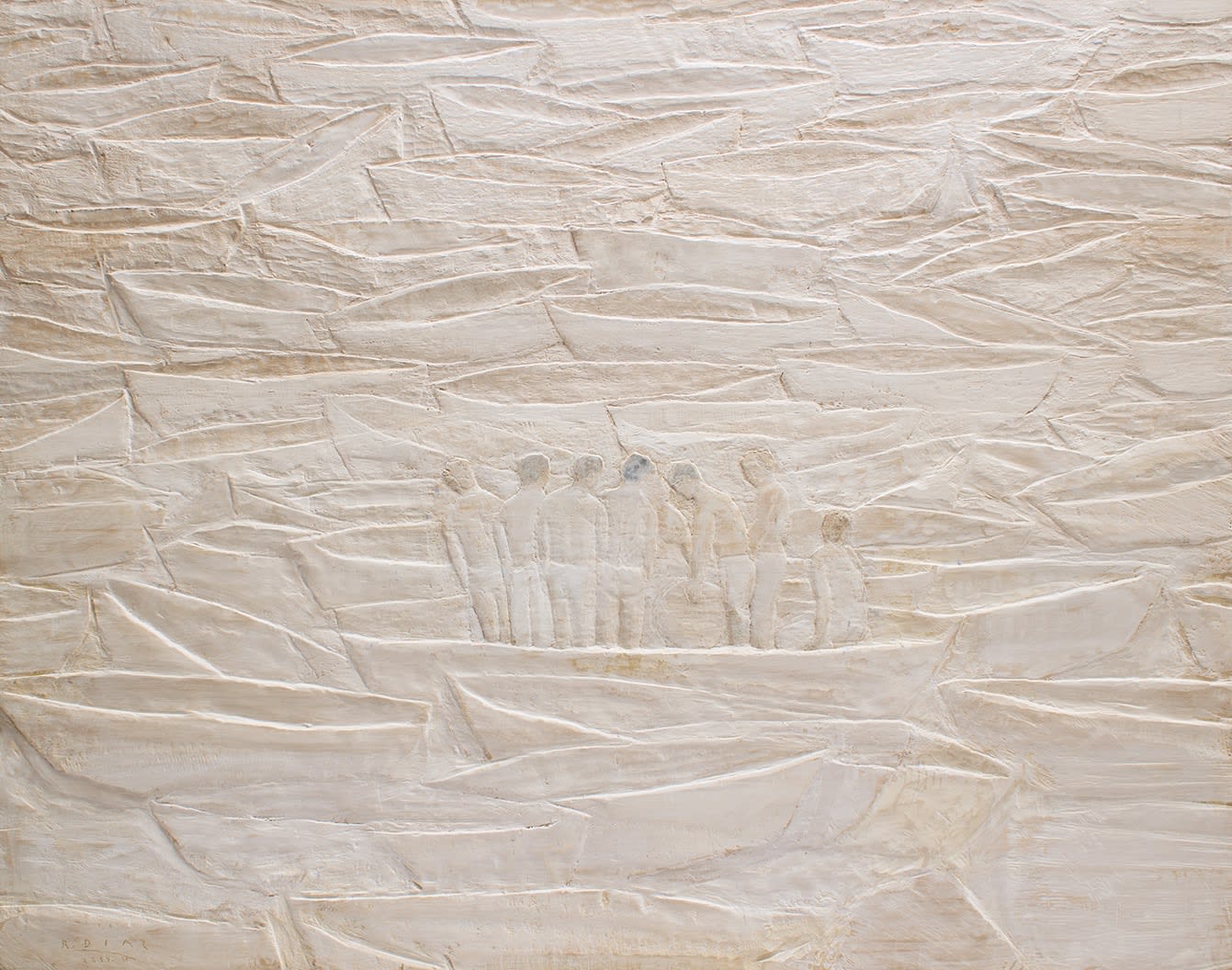 Neblina, 2014-2016 Mixed media on wood panel 53 x 67 1/4 inches Framed dimensions 55 3/4 x 70 inches