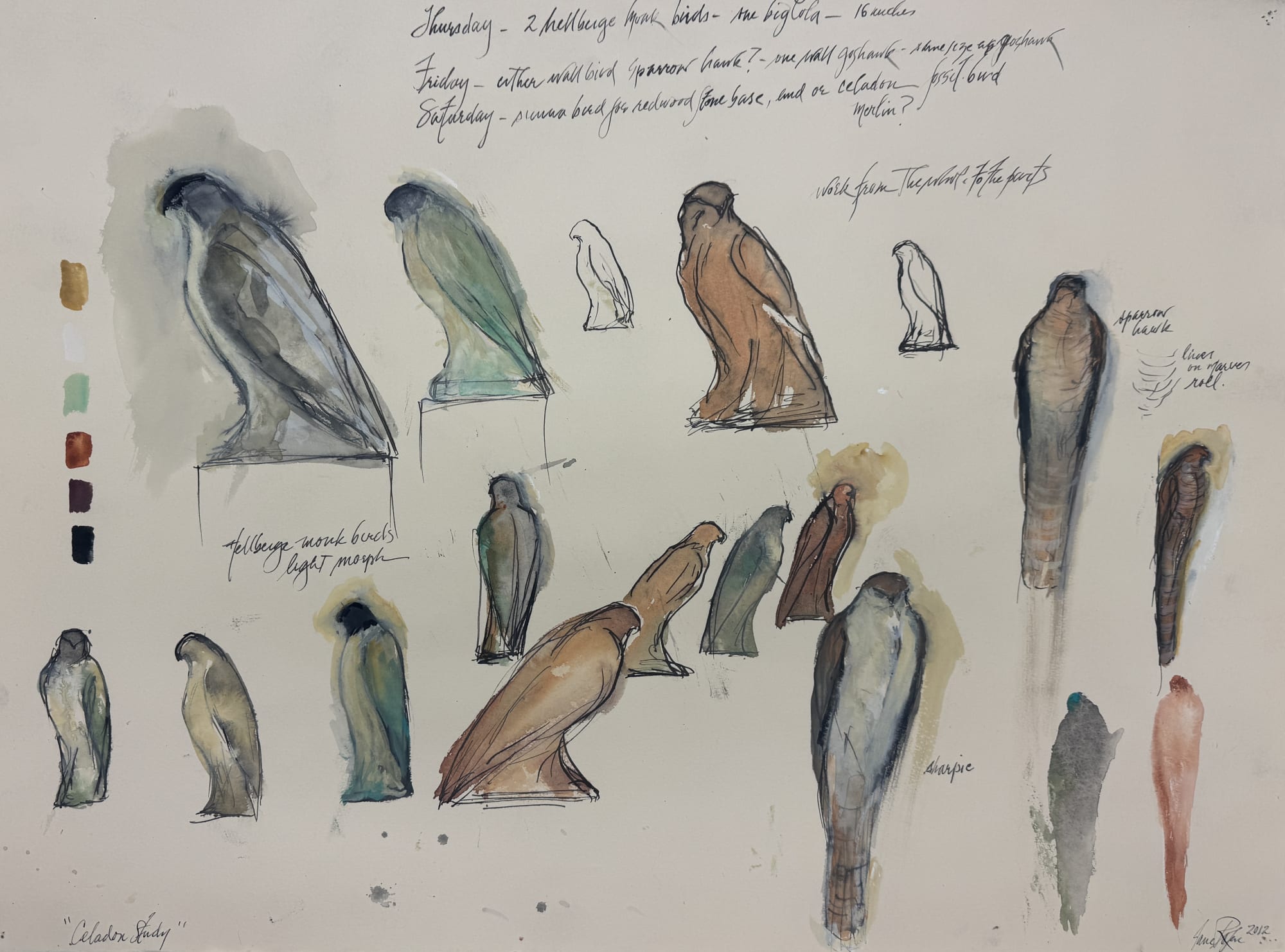 Celadon and Sahara Study, 2012-2024 Japanese pigment and ink on paper 22 x 30 inches