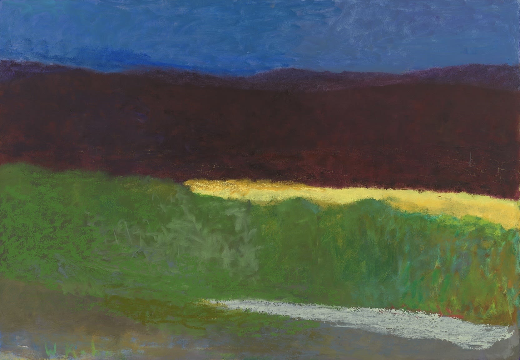 Strip of Yellow Pasture in West Brattleboro, 2005 Oil on canvas 36 x 52 inches