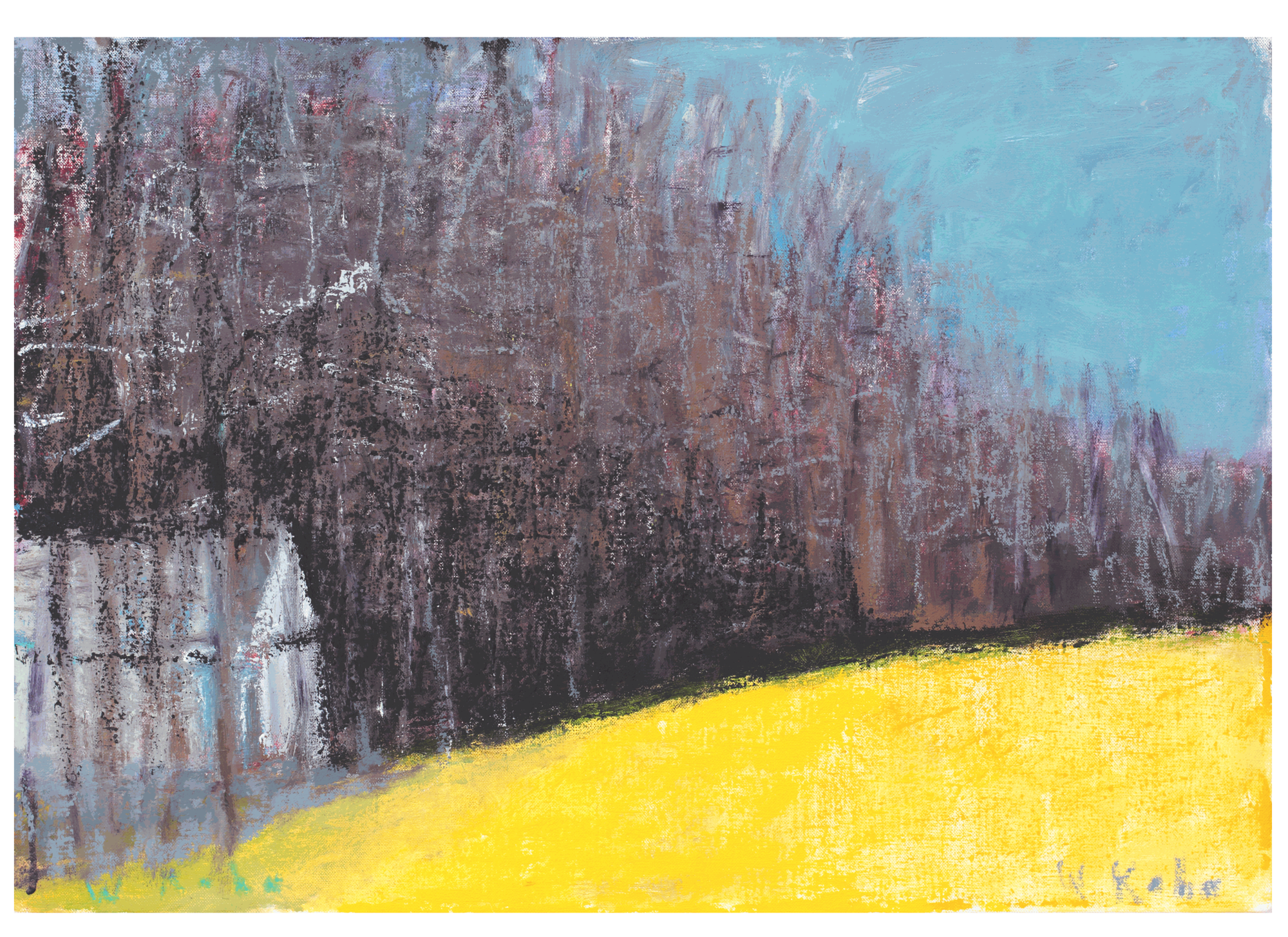 White Cabin Among Black Trees, 2014 Oil on canvas 18 x 26 inches