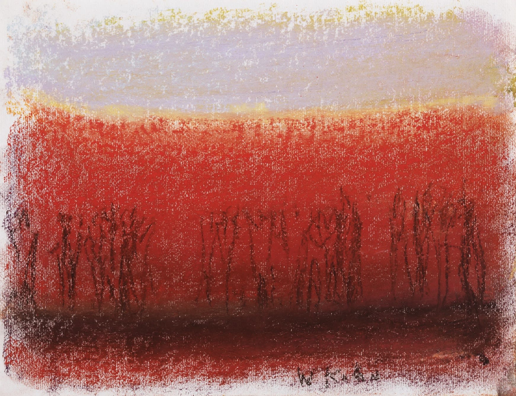 Young Trees in a Meadow II, 2016 Pastel on paper 9 x 11 1/2 inches