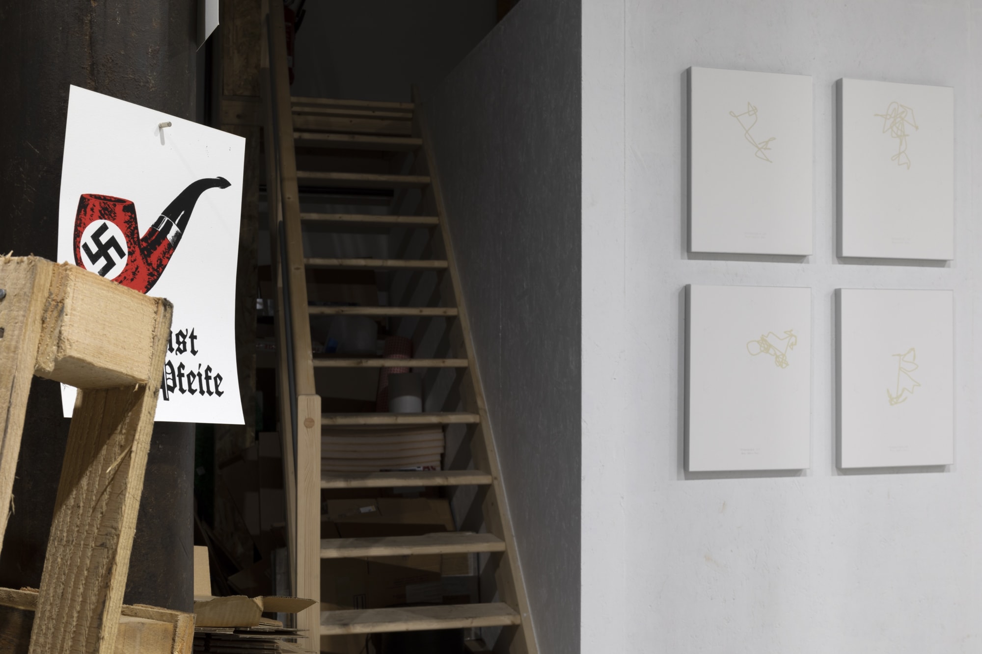 Vue de l'exposition "Printed" à l'atelier TCHIKEBE à Marseille, dans ses nouveaux locaux de la rue Duverger avec des éditions inédites de Claude Closky, Anne-Valérie Gasc, Jean-Luc Moulène, Bruno Peinado et Julien Prévieux.