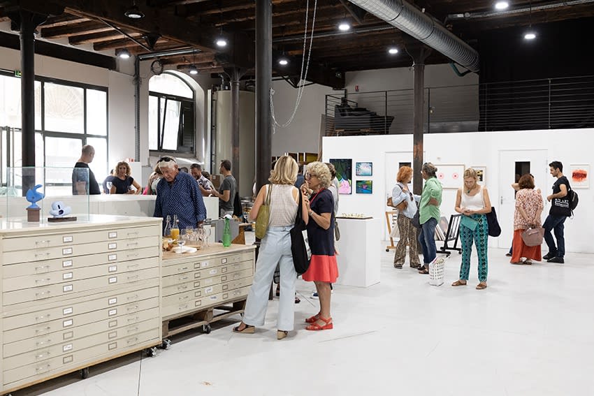 Vue in situ de l'exposition "BIAFINE" à l'atelier Tchikebe à Marseille, septembre 2023