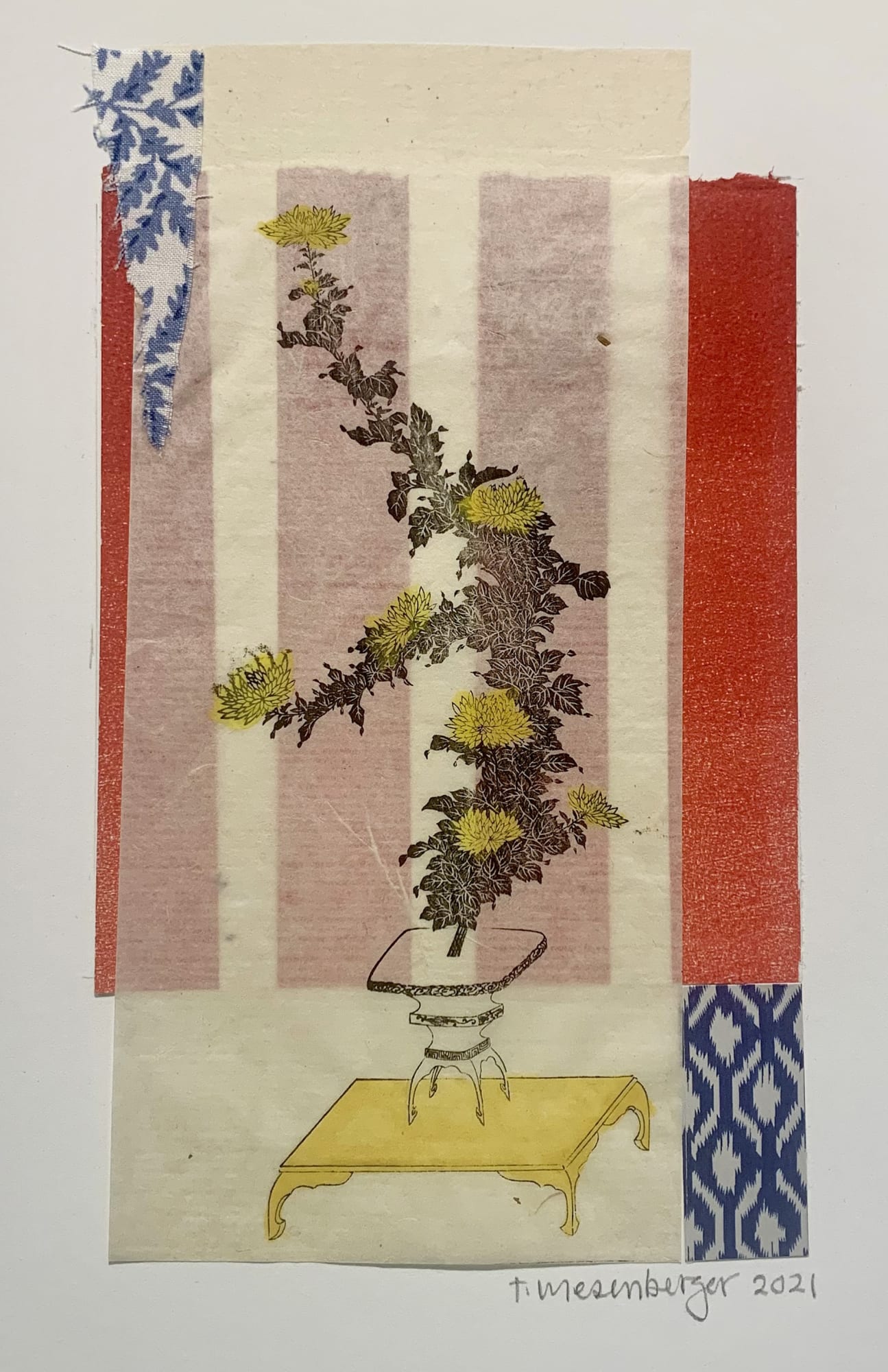 Trudy Wiesenberger, Still Life in Yellow, Red, & Blue, 2021