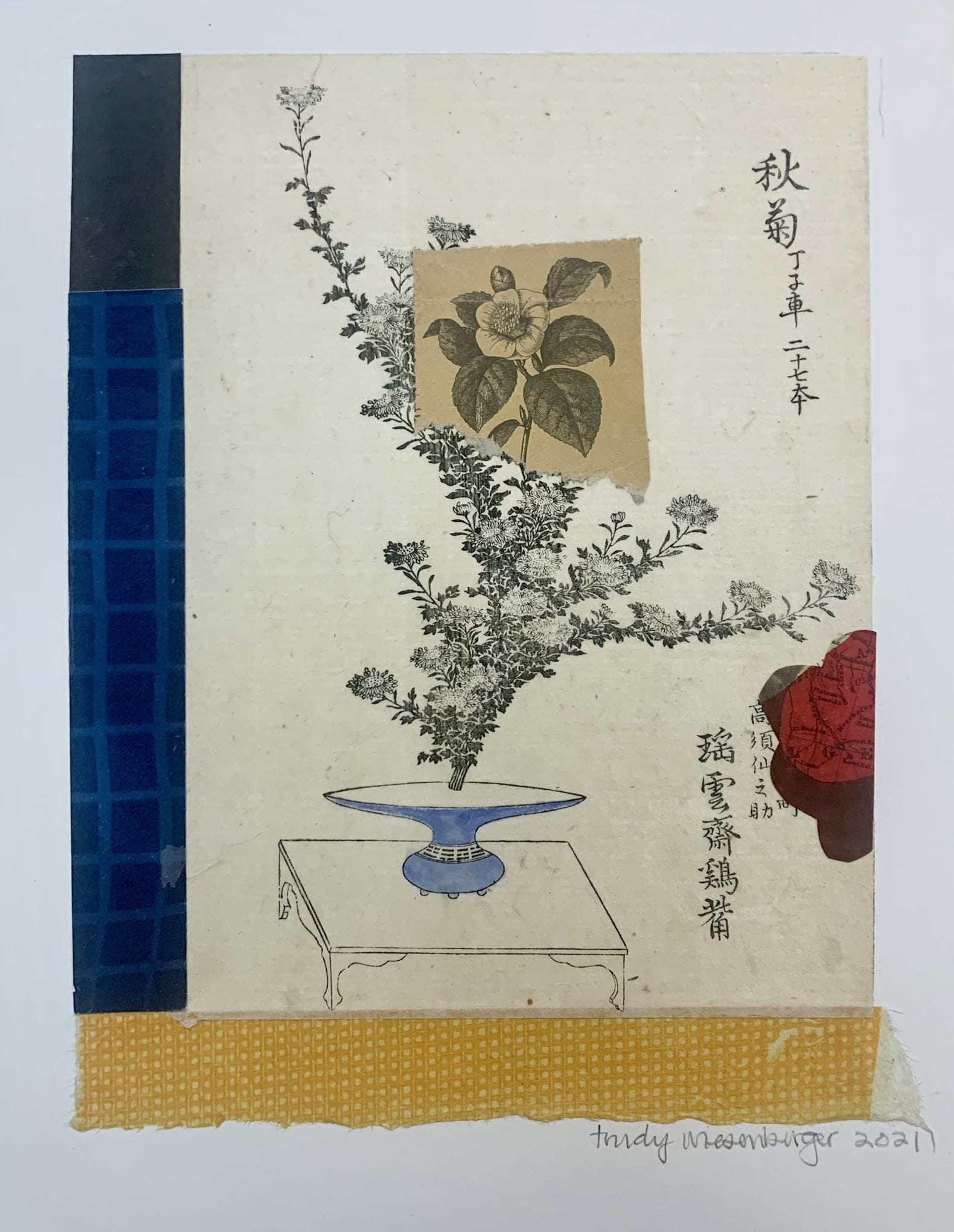 Trudy Wiesenberger, Still Life in Navy, Red, & Yellow, 2021