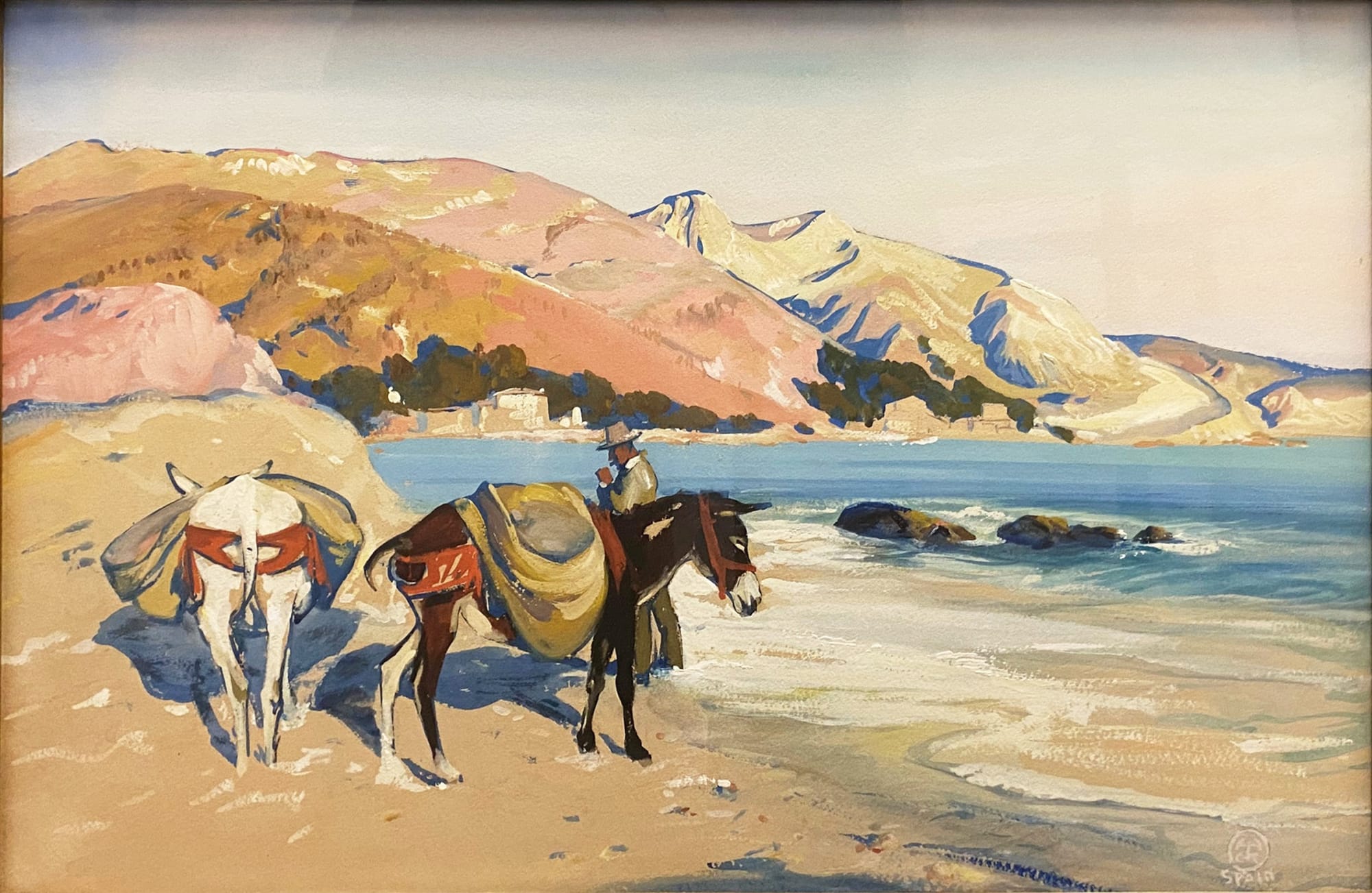 Henry Keller, Untitled (Burros at the Shore, Spain)