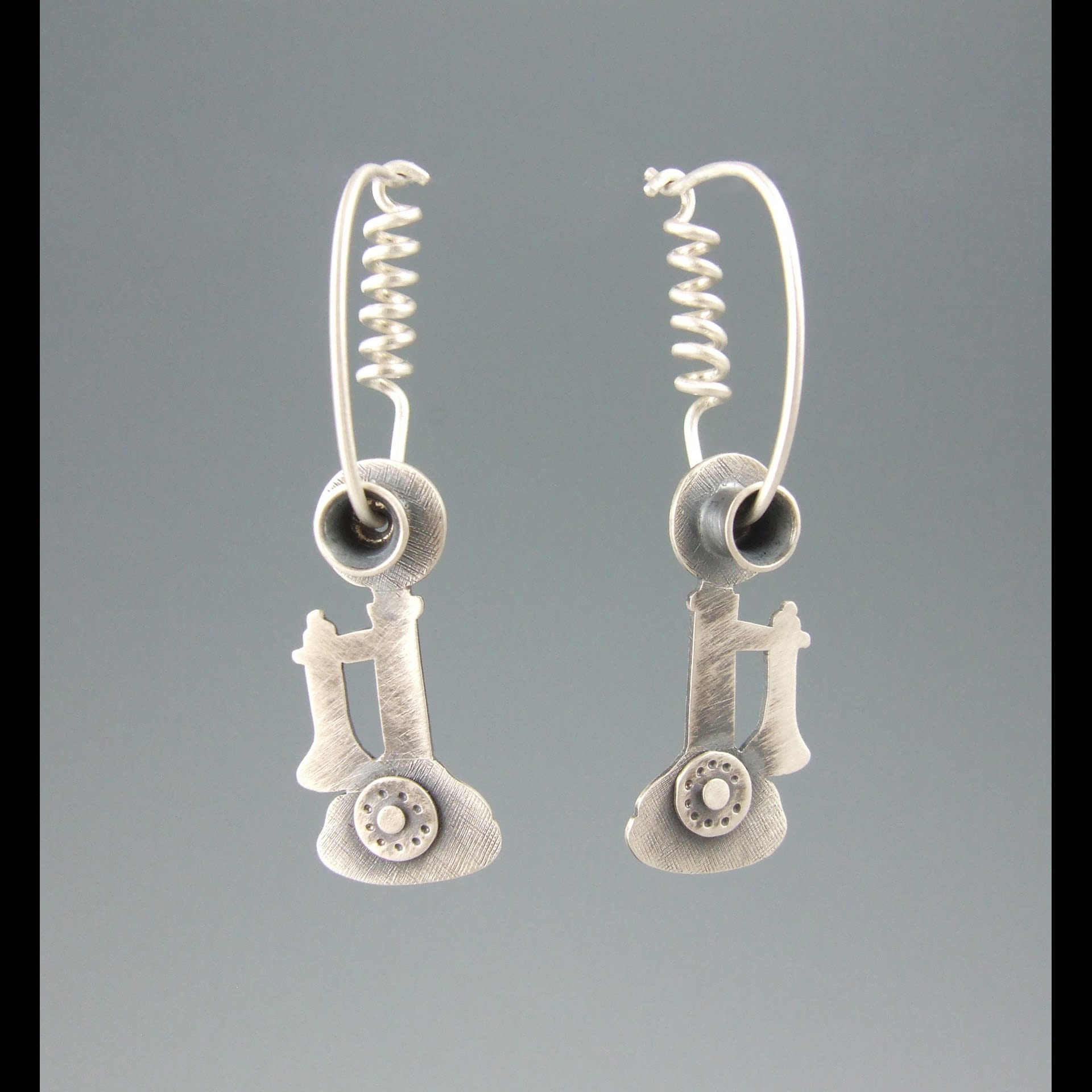 Pam Pastoric, Sterling Silver Earrings, Candlestick Phone