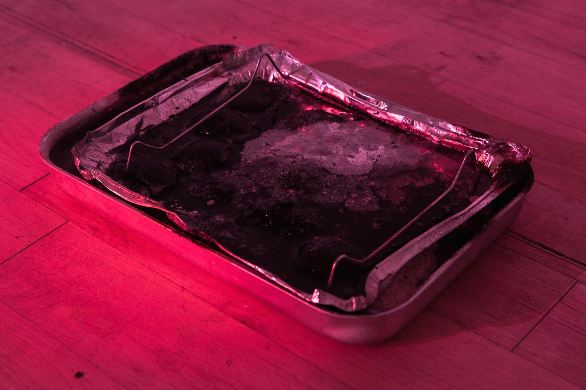 Samara Scott Dunes, 2014 Disposable bbq, coal, water, snow spray, Under Body Seal