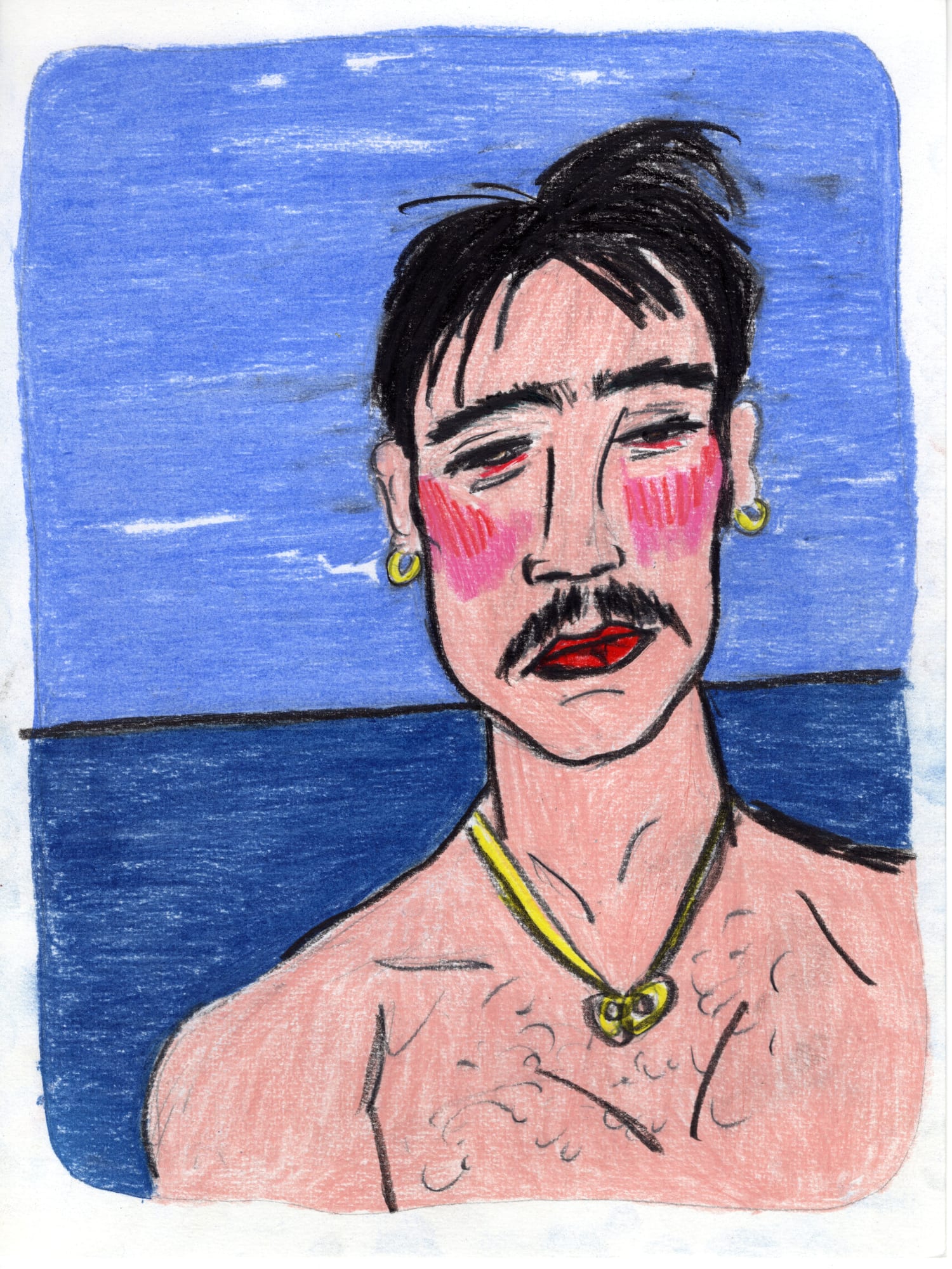 Soufiane Ababri, Bedwork 16, 2017-2022, Coloured pencils on paper, 32 x 24 cm, Courtesy of the artist and THE PILL®