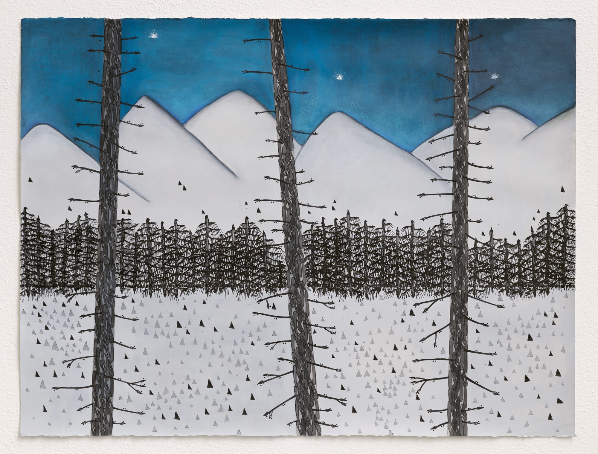 Pouran Jinchi, Fly Like Dandelions 12, 2023, Ink on Paper, 55.88 x 76.2 cm