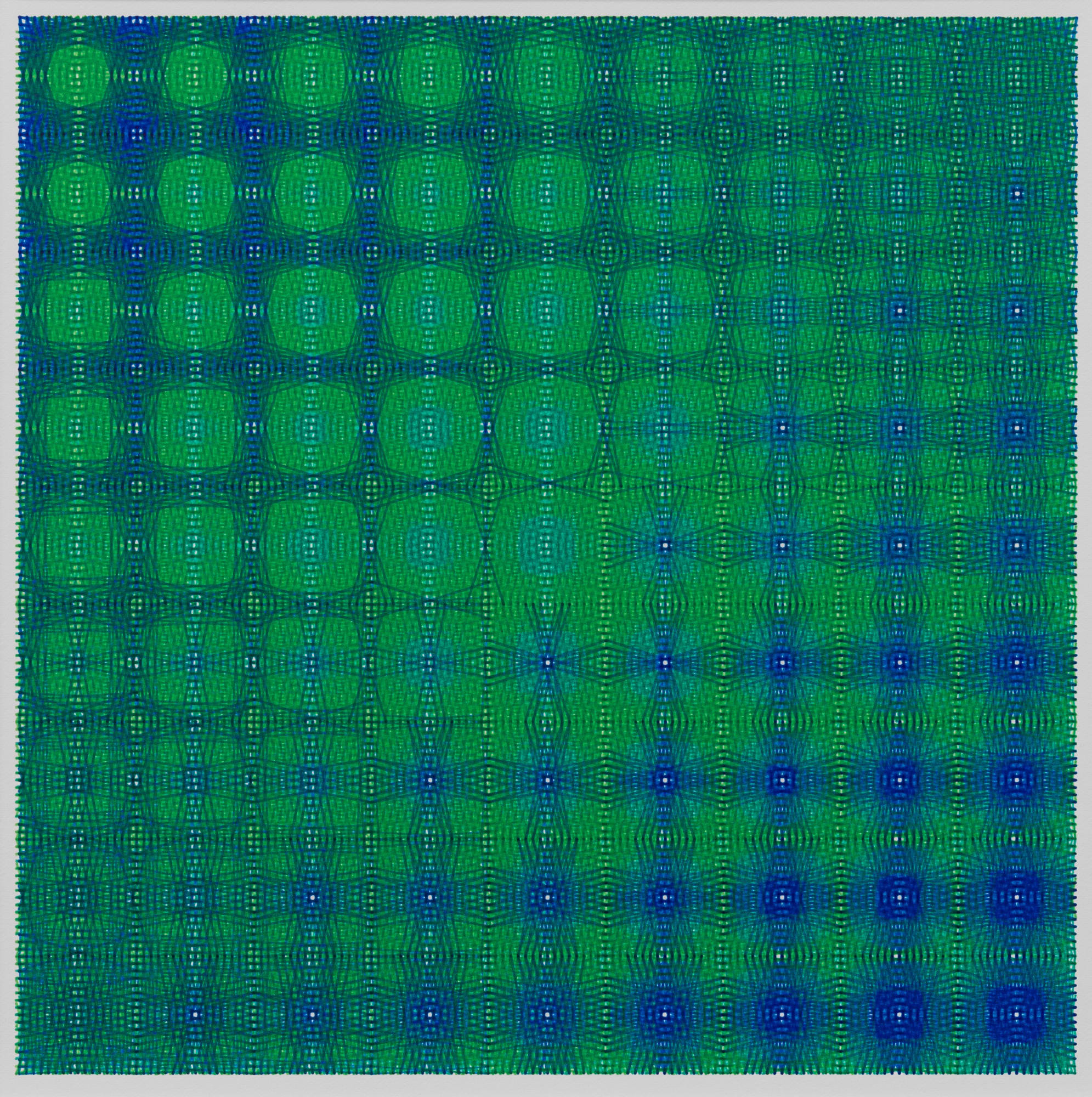 Nima Nabavi, Series 9, Artwork 7 (Royal, Turquoise, Green), 2025, Archival Ink on Paper, 9 x 9 in., 23 x 23 cm, 15 x 15 x 1⅛ in. (framed), 38 x 38 x 3 cm (framed)