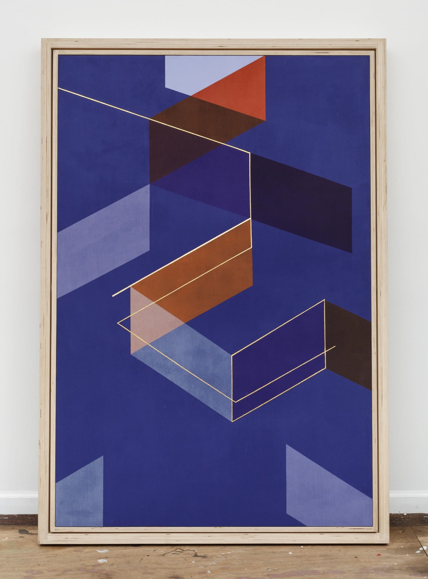 Mika Tajima A Place for Transacting Abstractions, II 2015 Canvas, acrylic, gold leaf, birch plywood, polished aluminum mirror 74 x 48.75 x 36 inches (188 x 123.8 x 91.4 cm) MiTa 204