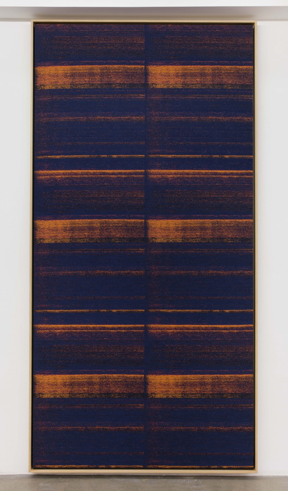 Mika Tajima Negative Entropy (Kim Reddick, Jacquard Card Cutter, Pink, Quad) 2015 Cotton, wood, acoustic baffling felt 110 x 55 1/2 inches (279.4 x 141 cm) MiTa 270