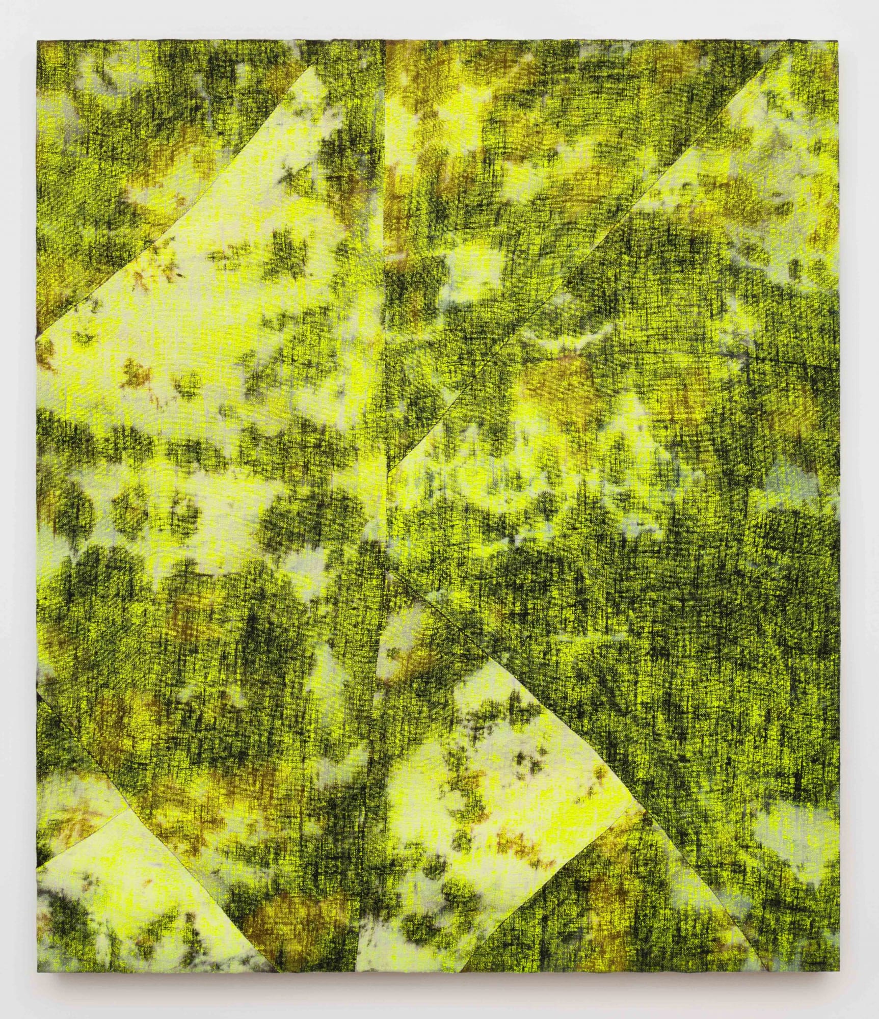 La Brea X 2015 Acrylic, dye and burlap 79 x 68 inches (200.7 x 172.7 cm) ENe 113