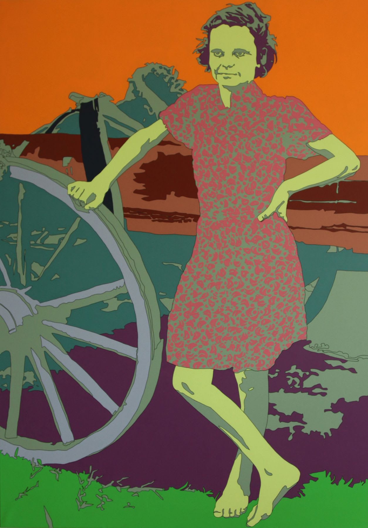 Russell Lee: Farm girl leaning on wagon, near Morganza, Louisiana 2013 Acrylic on canvas 67 x 47.2 inches (170 x 120 cm) LRu 20