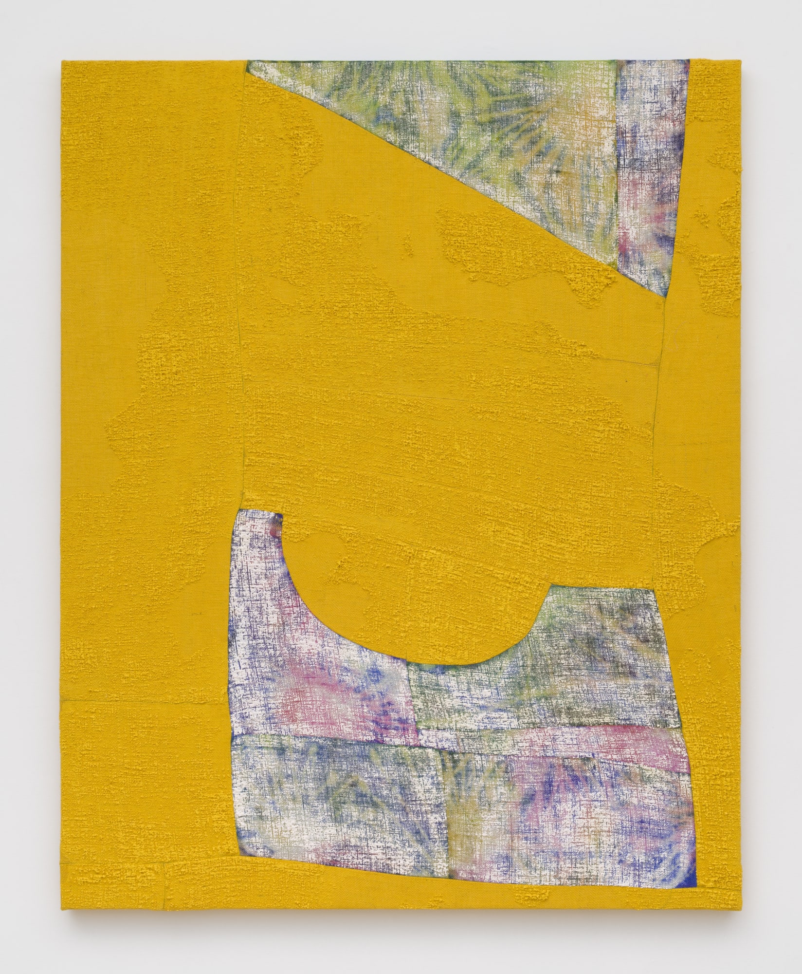 Electric Blue Guillotine, 2022 Acrylic, dye and burlap 60 x 48 in 152.4 x 121.9 cm