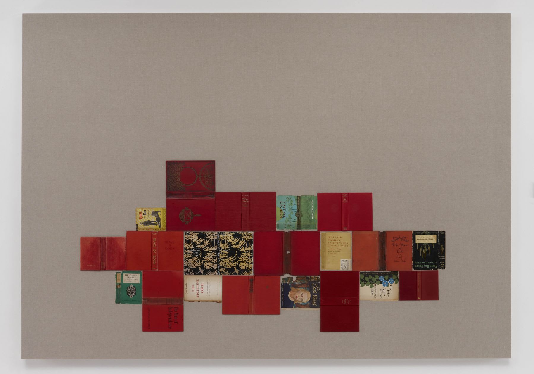 Valeska Soares The House of Exile (from Bindings) 2011 Antique paper jackets and hardcover books on linen 72 x 102 inches (182.9 x 259.1 cm) VS 35