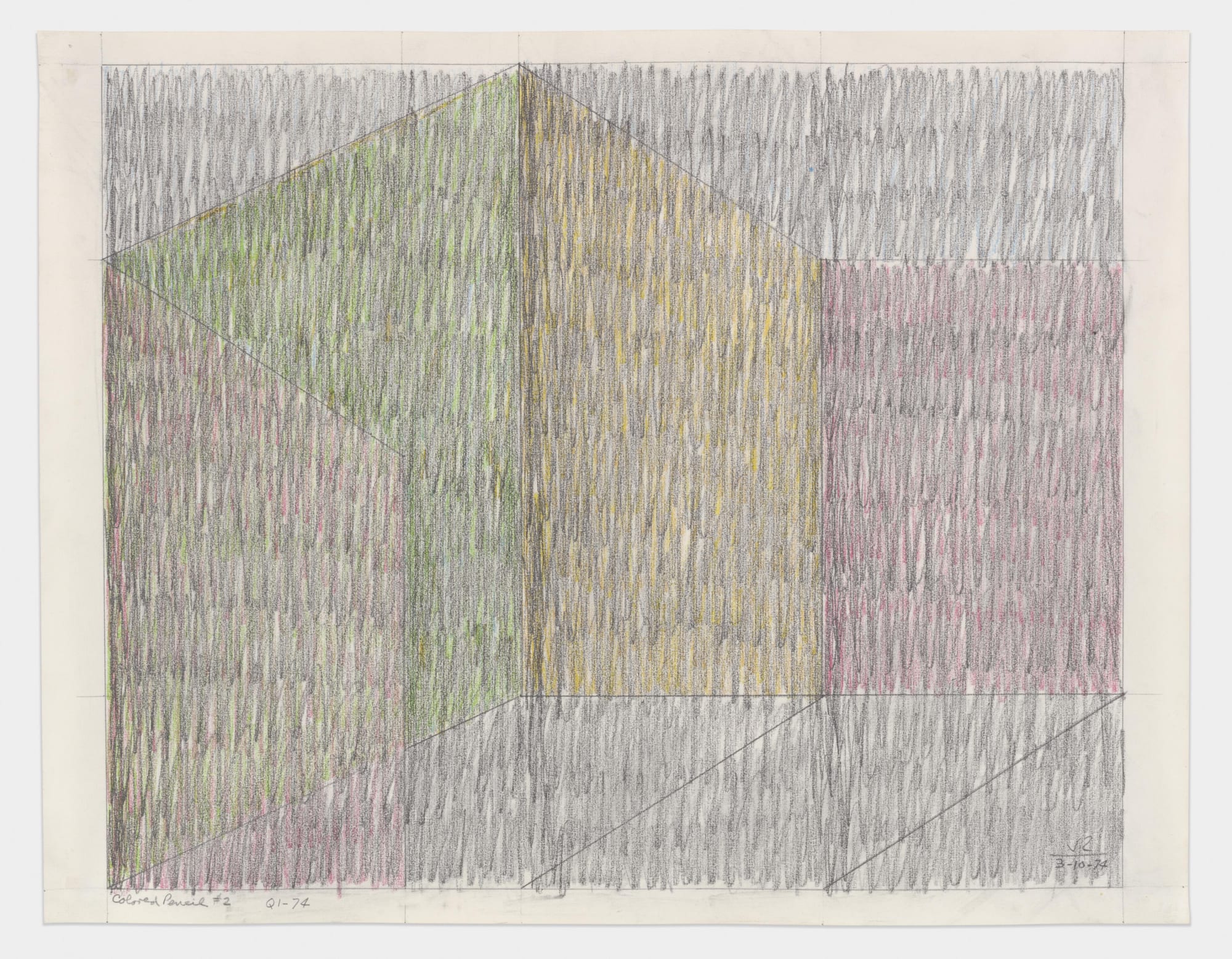 Colored Pencil #2 (Q1-74), 1974 Colored pencil and graphite on paper 18 1/2 x 23 3/4 in (47 x 60.3 cm) © 2021 Estate of Jack Tworkov / Artists Rights Society (ARS), NY.