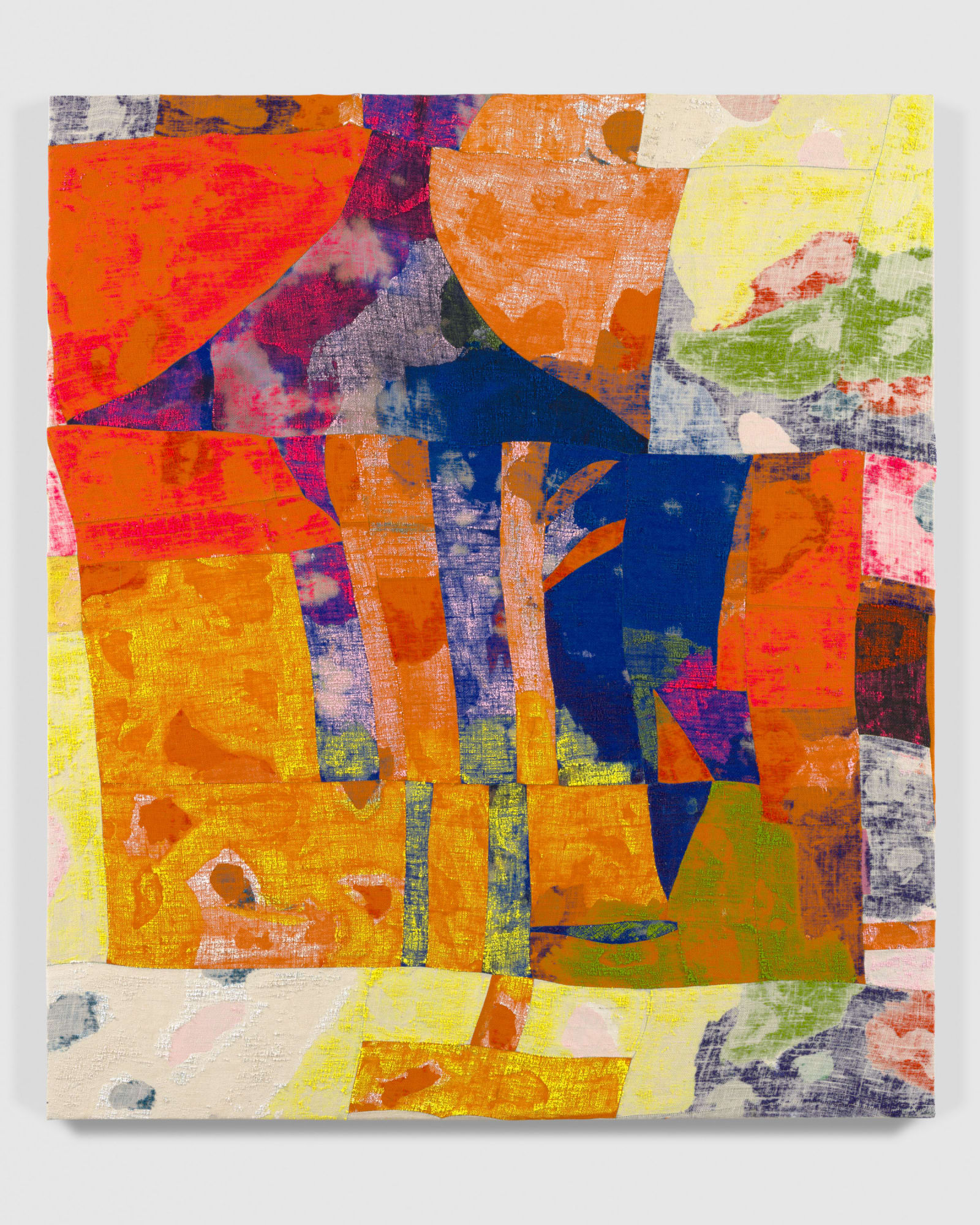 Evan Nesbit Open Objects, 2018 Acrylic, dye and burlap 79 x 68 inches (200.7 x 172.7 cm)