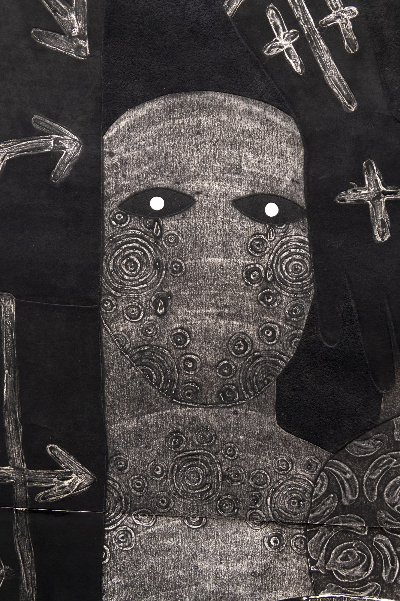 Detail of Nlloro, 1991 by Belkis Ayon Manso Installation view of After the End: Cartographies for Another Time exhibited at the Centre Pompidou-Metz. Photograph by Marc Doman.