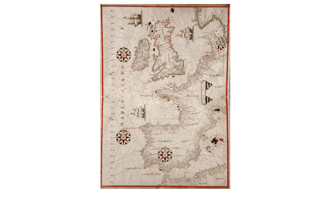 How she travelled: 16th century map of Western Europe, showing the North Sea