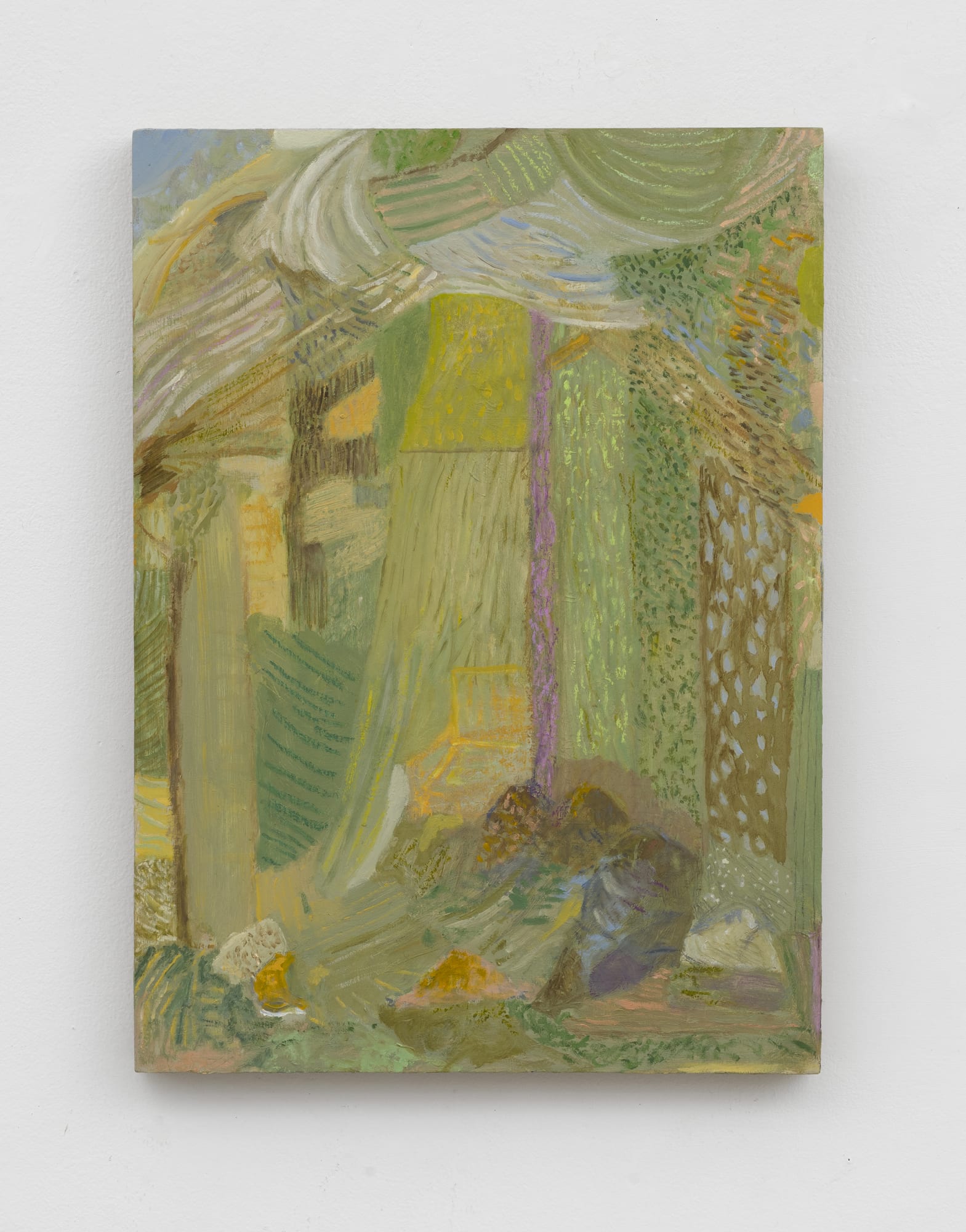 Beatrice Meoni, Il capanno, costruzioni, 2025, oil on panel, cm 45 x 33 Courtesy of the artist and z2o Sara Zanin