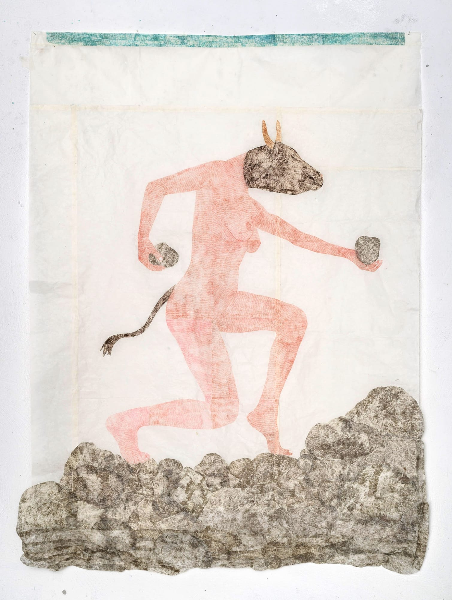 La Minotaura, 2021 from the series S’io mi intuassi come tu ti inmii Oil pastels on Yunnan paper cm 170 x 132 ph. Giorgio Benni