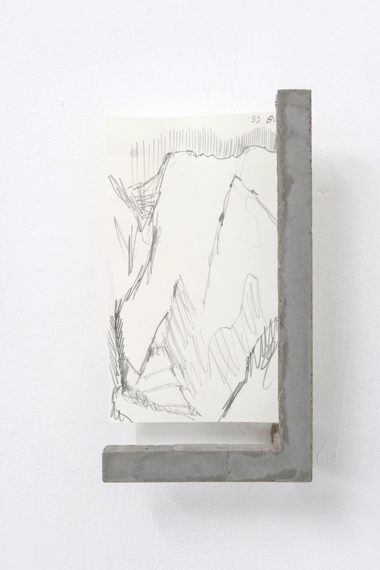 Fabrizio Prevedello, Disegno 237) 39 80, 2018, paper, reinforced concrete, graphite, steel, color, 24 x 13 x 8,7 cm. Ph. Giorgio Benni